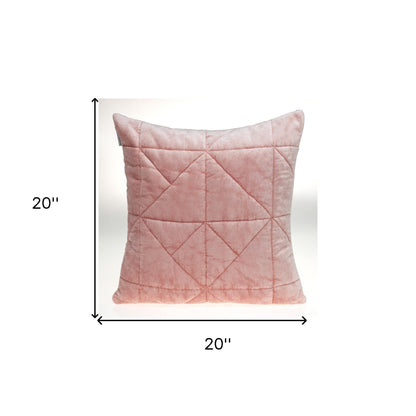Pink Chunky Geo Stitched Velvet Pillow