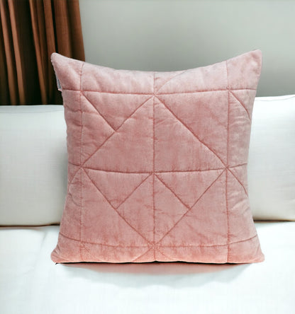 Pink Chunky Geo Stitched Velvet Pillow
