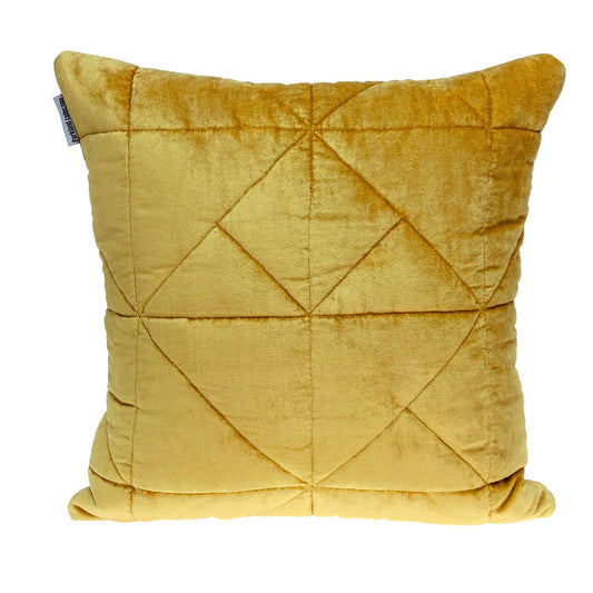 Yellow Chunky Geo Stitched Velvet Pillow