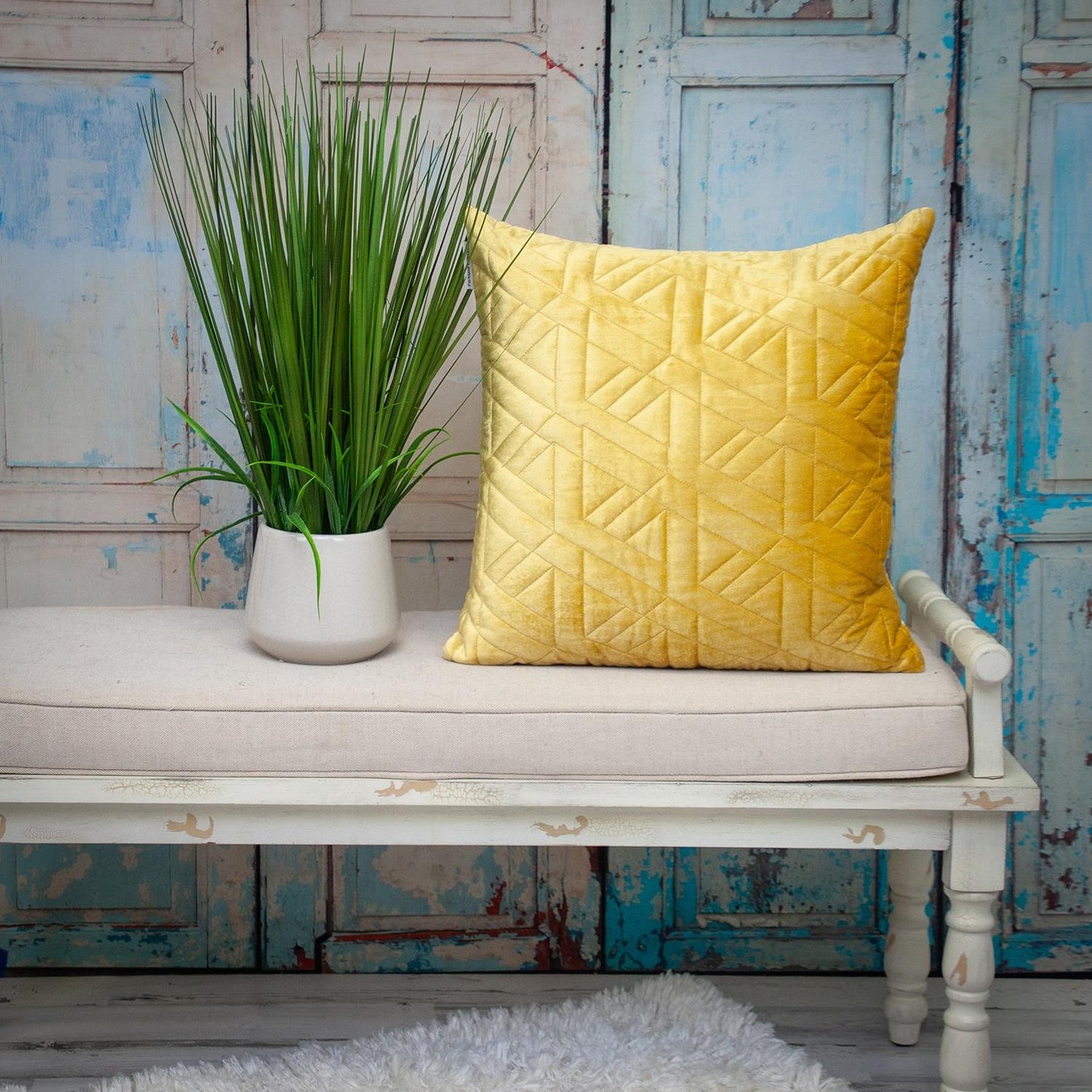 Yellow Cotton Blend Pillow