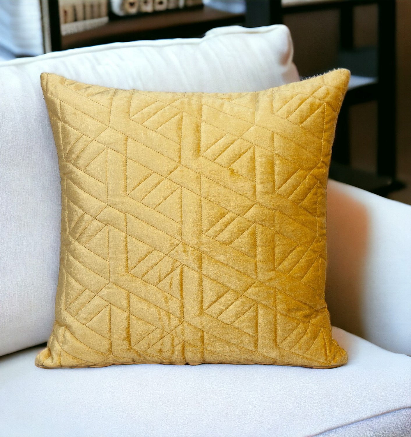 Yellow Cotton Blend Pillow