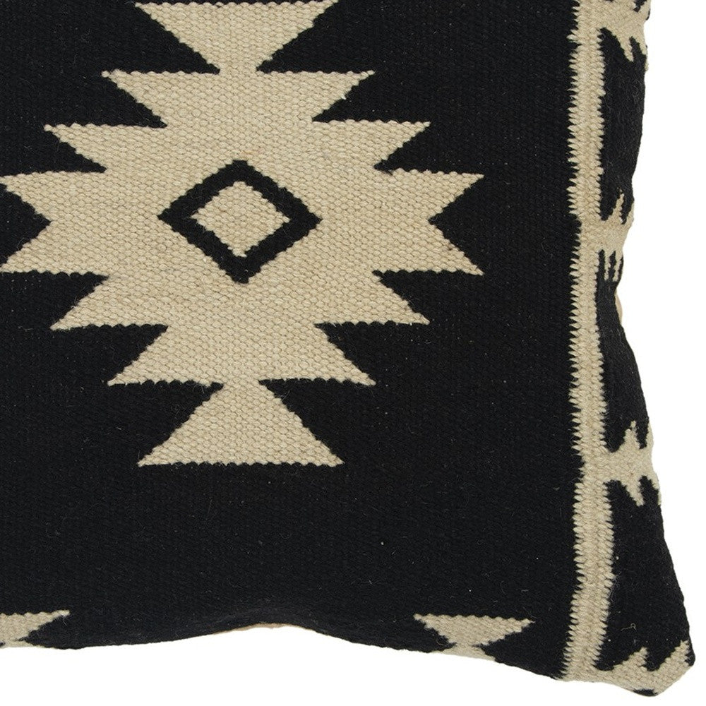 Beige & Black Cotton Pillow