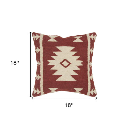 Red & Beige Cotton Pillow