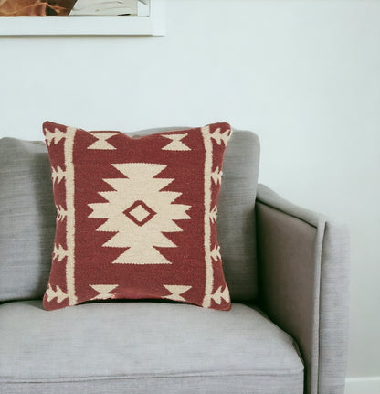 Red & Beige Cotton Pillow