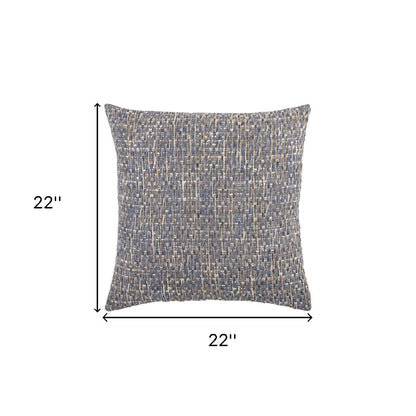 Blue Gray Metallic Nubby Textured Pillow