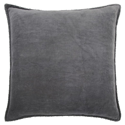 Dark Gray Solid Pearl Beaded Edge Pillow