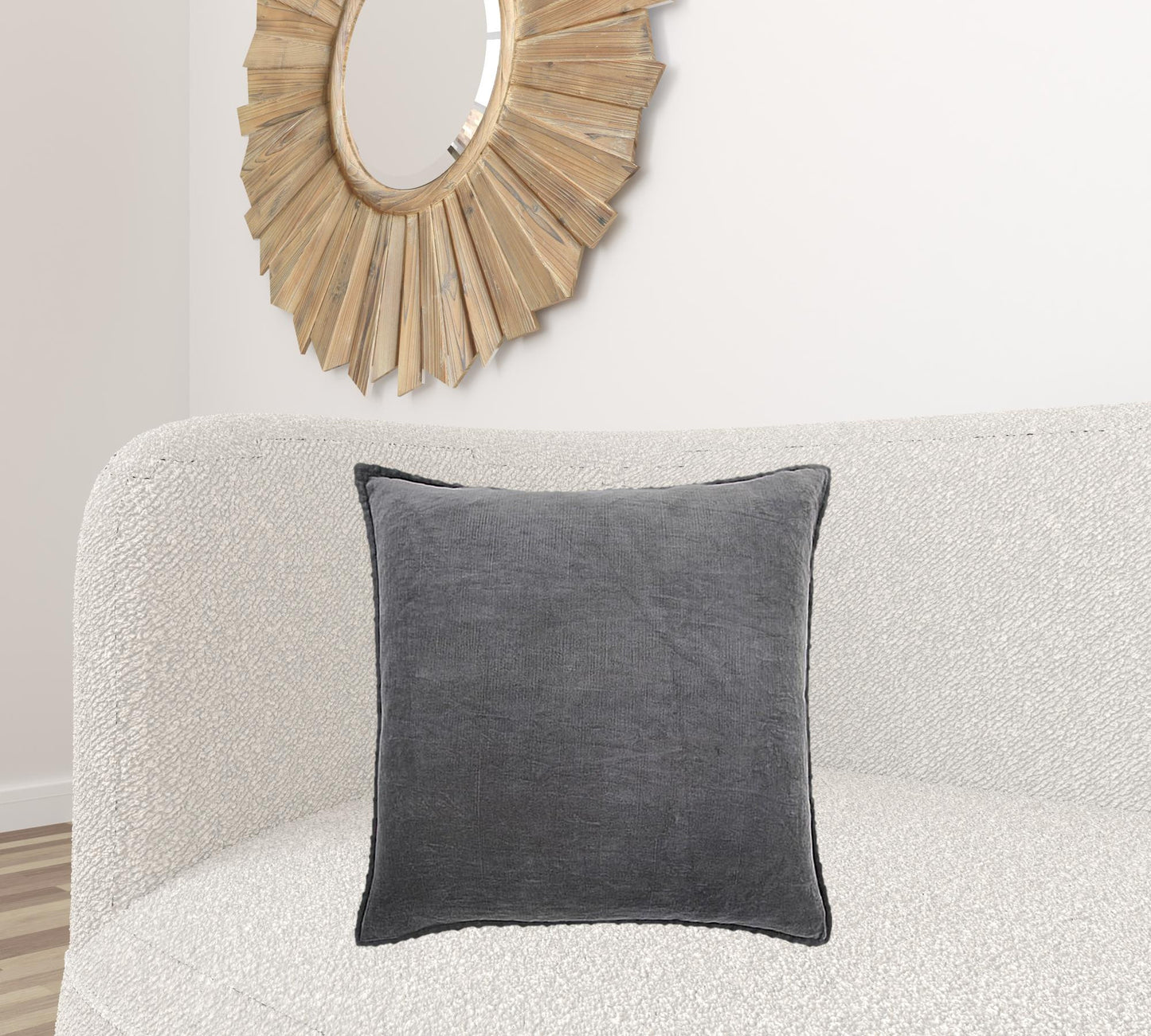 Dark Gray Solid Pearl Beaded Edge Pillow