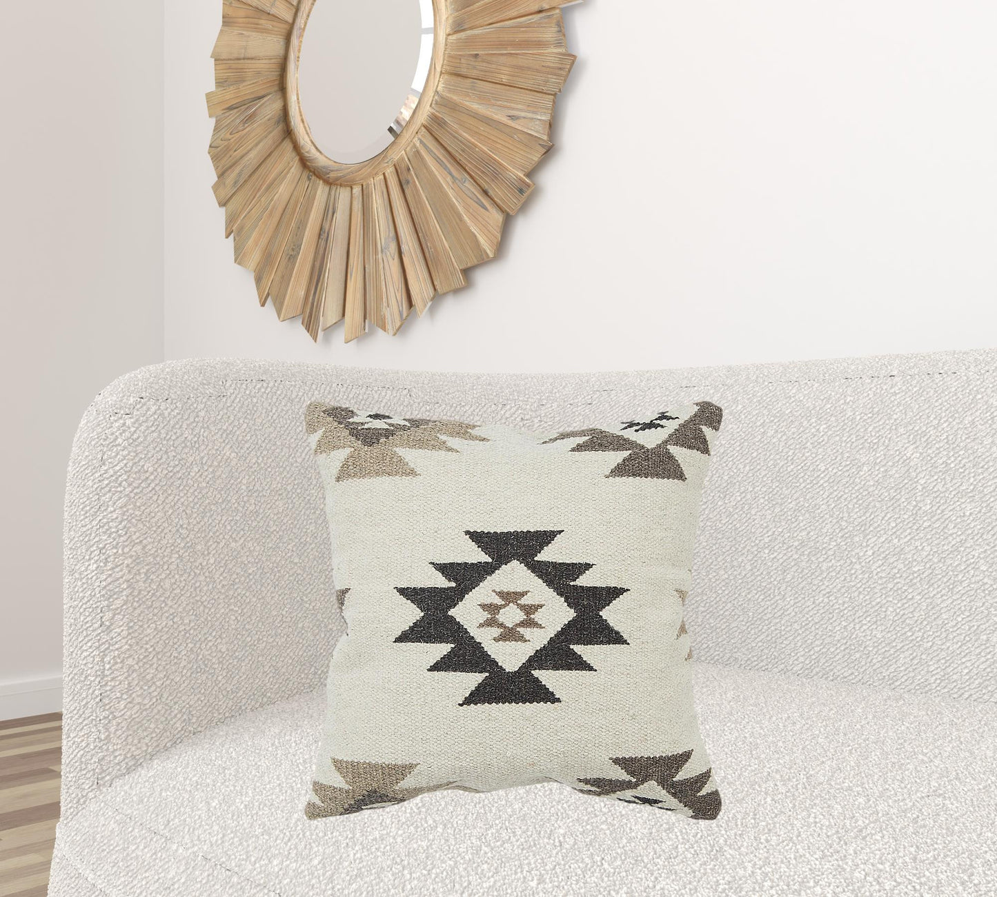 Cream Beige Classic Ikat Pattern Pillow