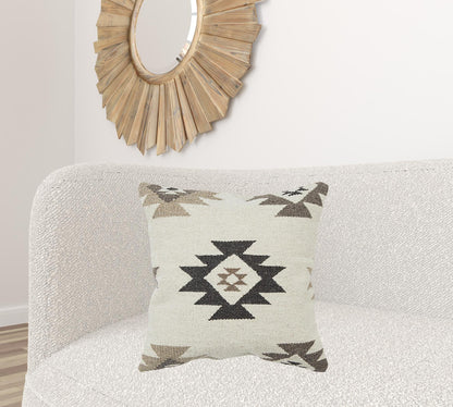 Cream Beige Classic Ikat Pattern Pillow