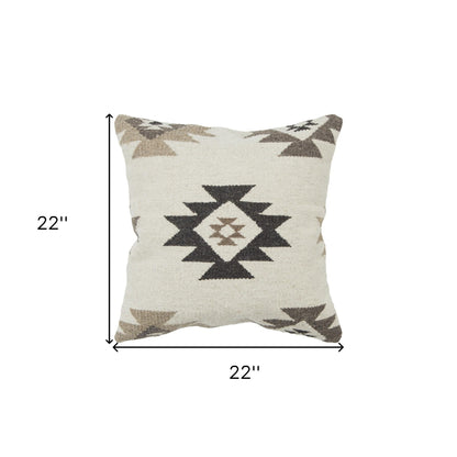 Cream Beige Classic Ikat Pattern Pillow