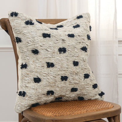 Black Cream Tufted Modern Pillow