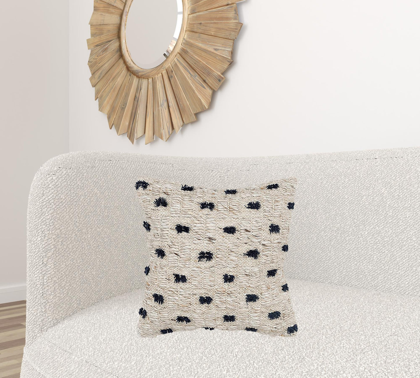 Black Cream Tufted Modern Pillow
