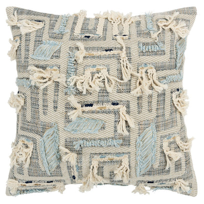 Gray Blue Appliqued Maze Modern Pillow