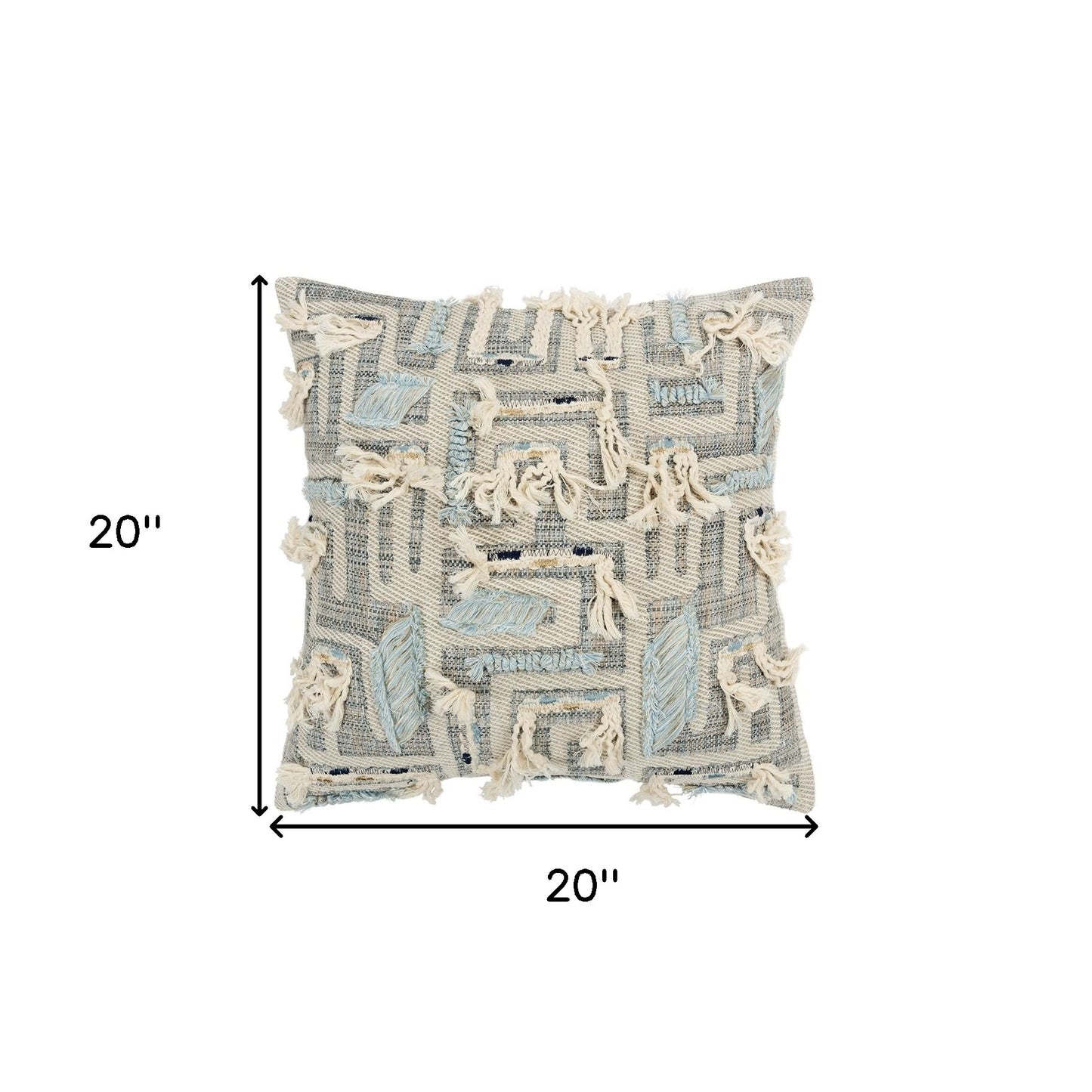 Gray Blue Appliqued Maze Modern Pillow