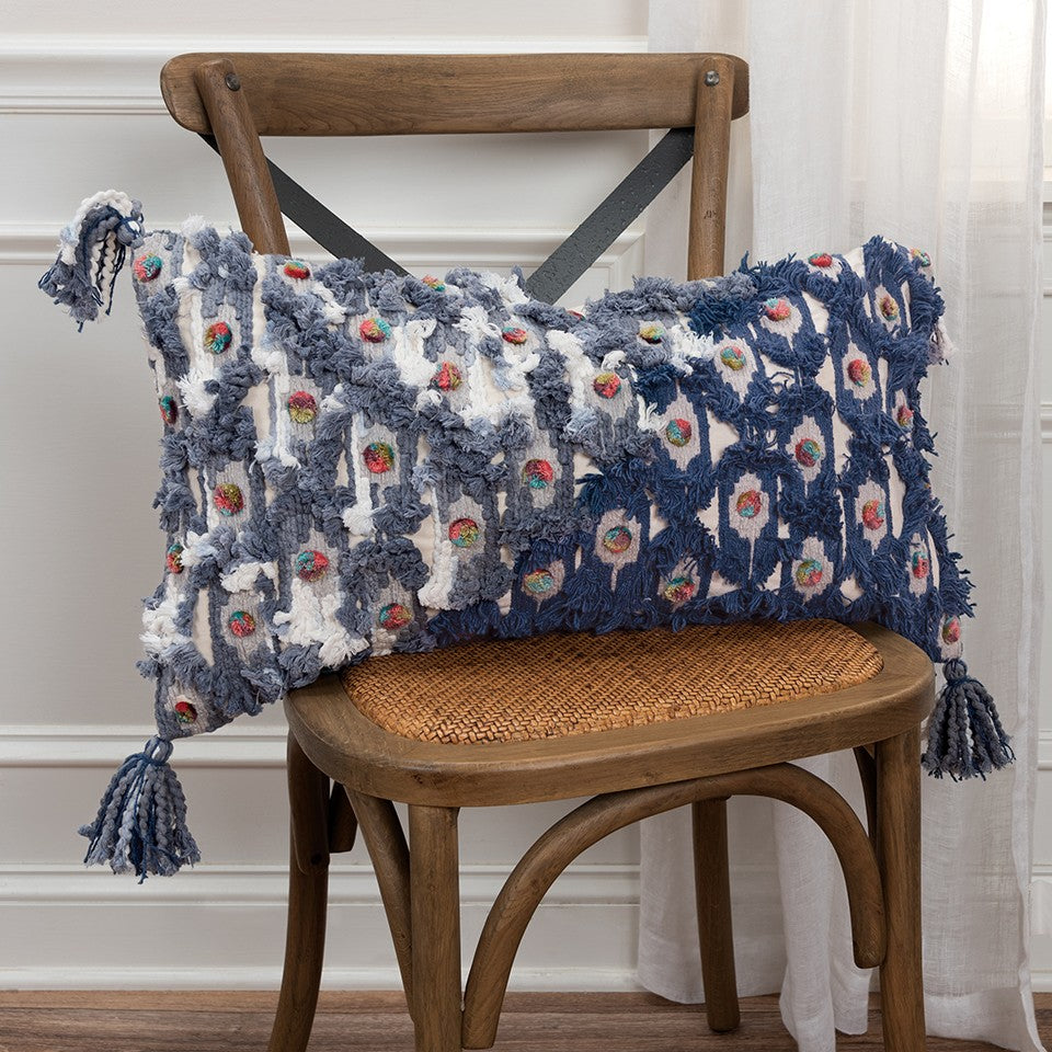 Blue & Gray 100% Cotton Pillow