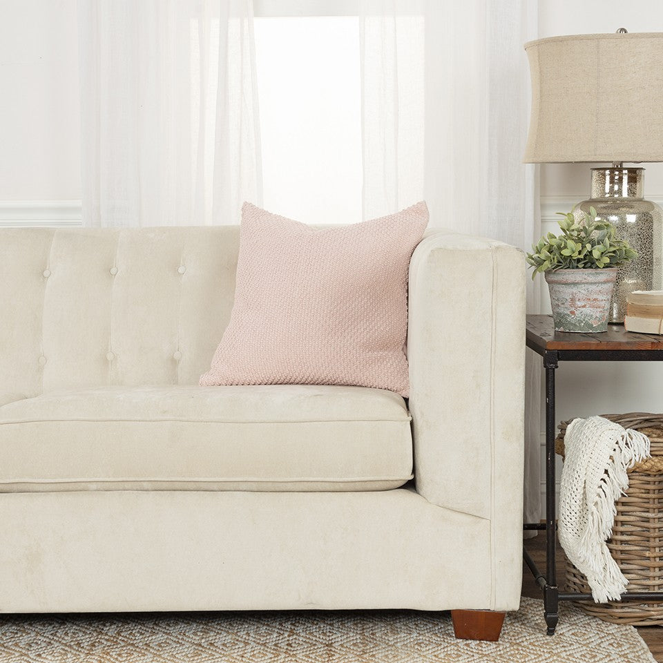 Blush Pink Nubby Textured Modern Pillow