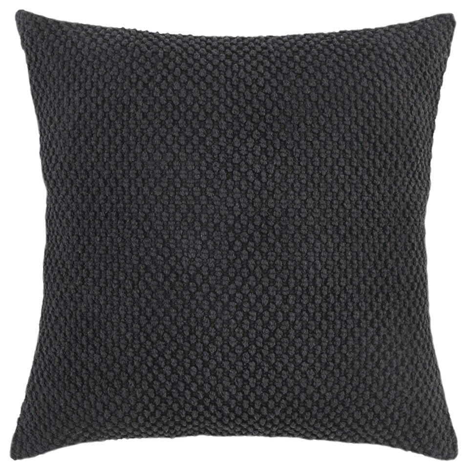 Black Nubby Textured Modern Pillow