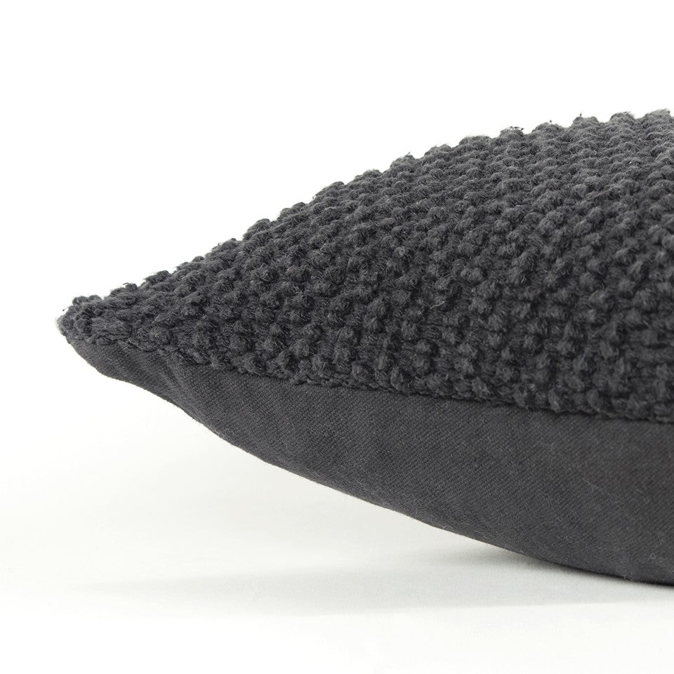Black Nubby Textured Modern Pillow