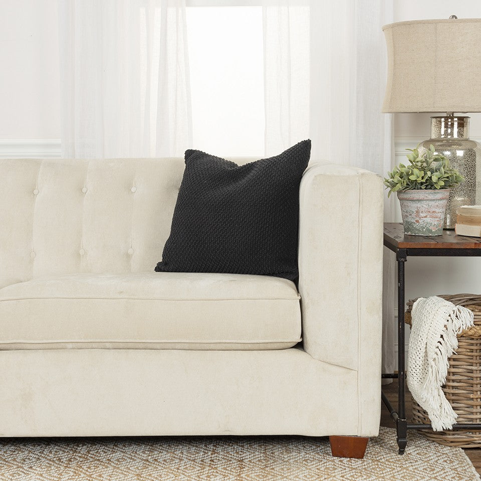 Black Nubby Textured Modern Pillow