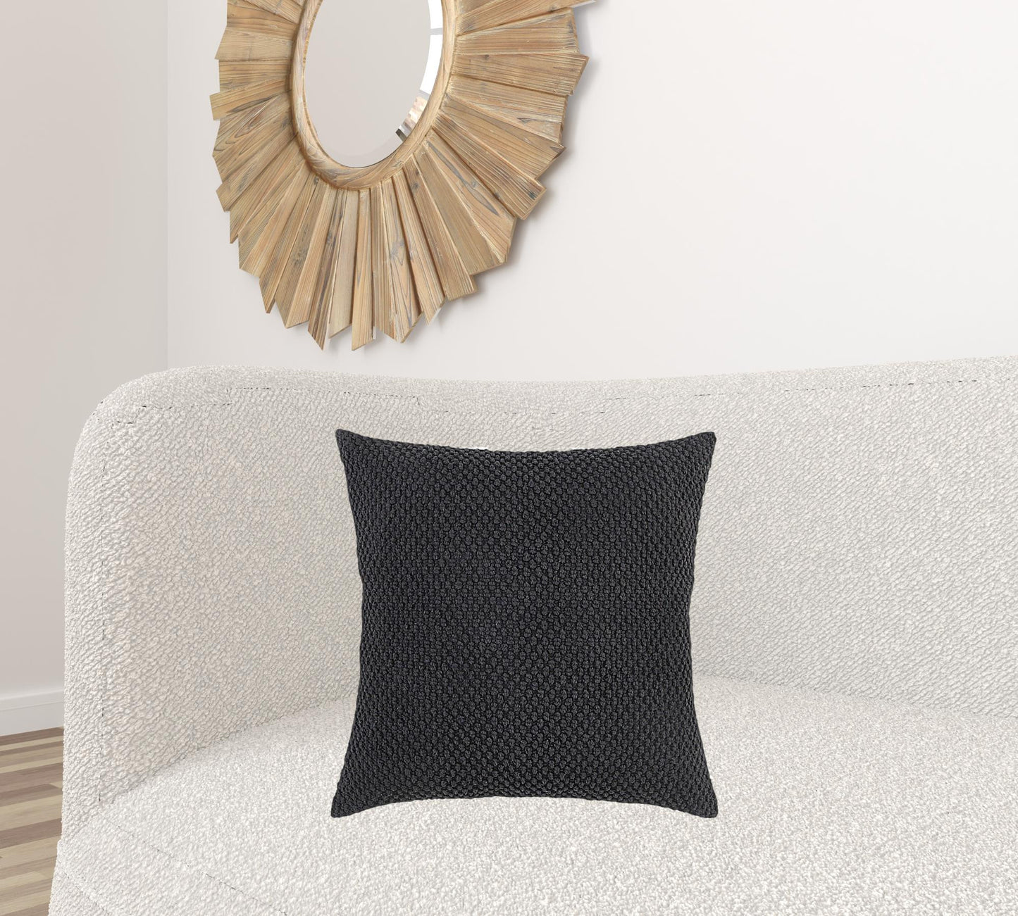 Black Nubby Textured Modern Pillow