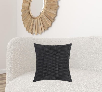 Black Nubby Textured Modern Pillow