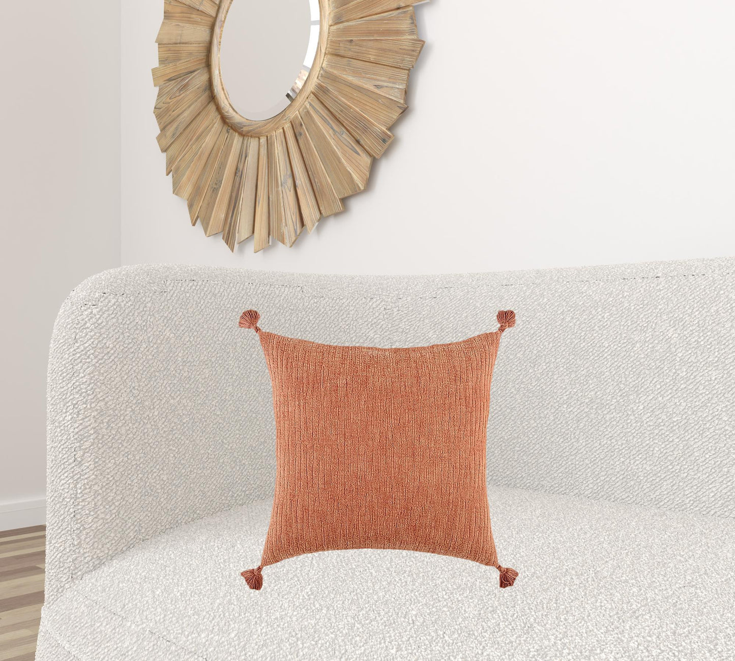 Terracotta Solid Tonal Abstract Stripe Pillow