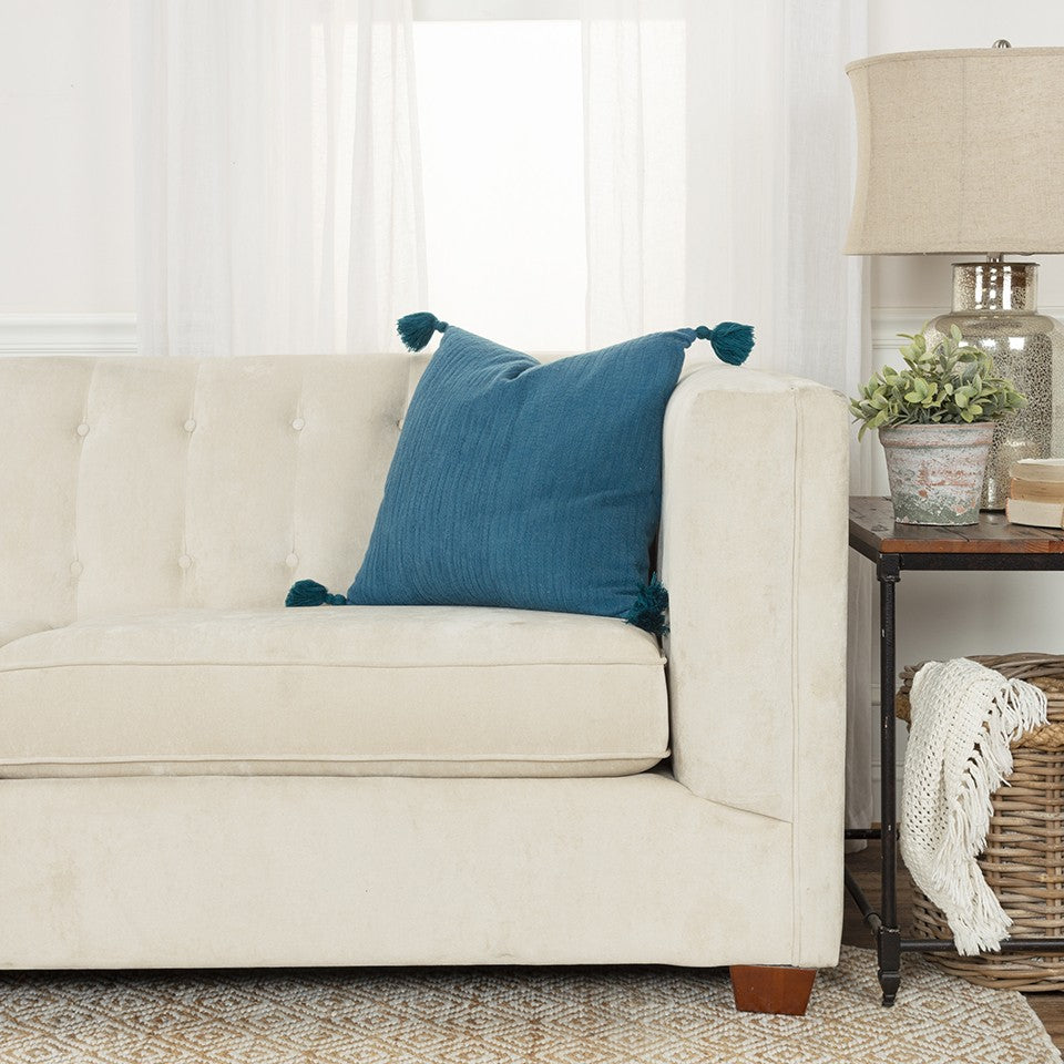 Teal Solid Tonal Abstract Stripe Pillow
