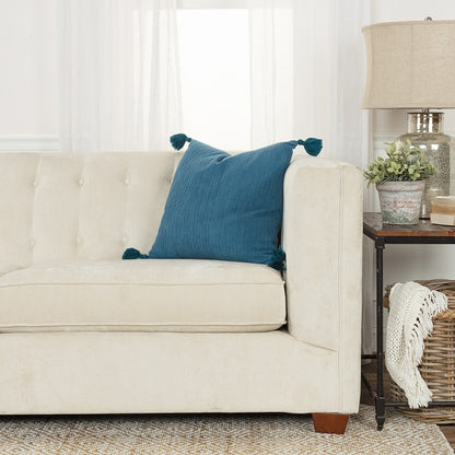 Teal Solid Tonal Abstract Stripe Pillow