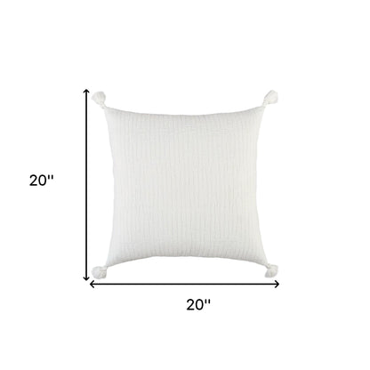 White Tonal Abstract Stripe Pillow