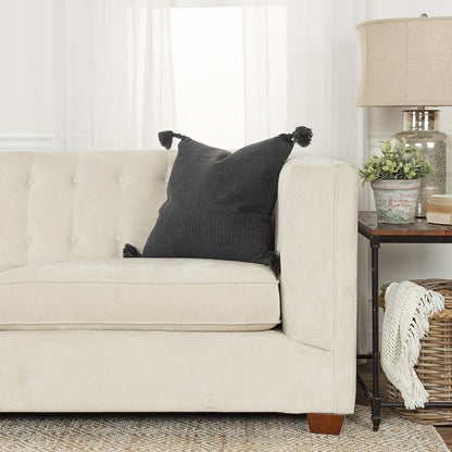 Black Solid Tonal Abstract Stripe Pillow
