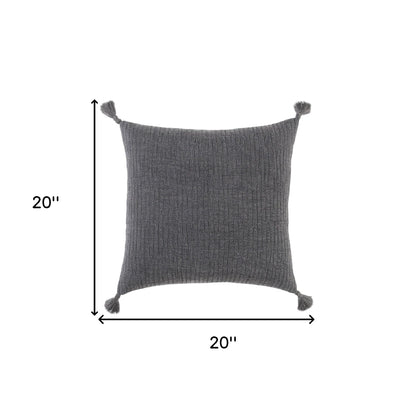 Black Solid Tonal Abstract Stripe Pillow