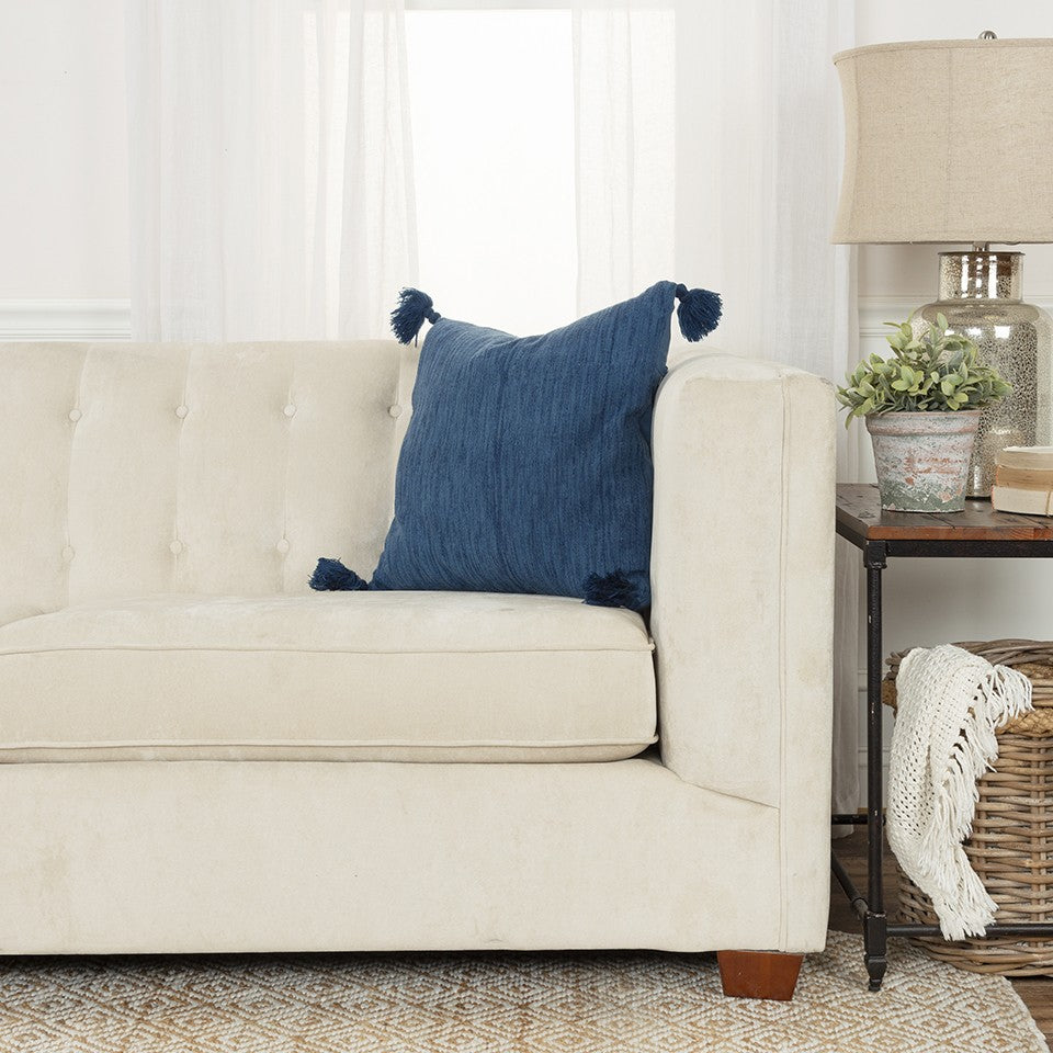 Navy Solid Tonal Abstract Stripe Pillow