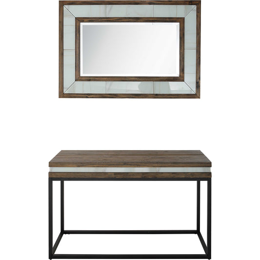 Solid Wood & Faux Marble Sled Console Table