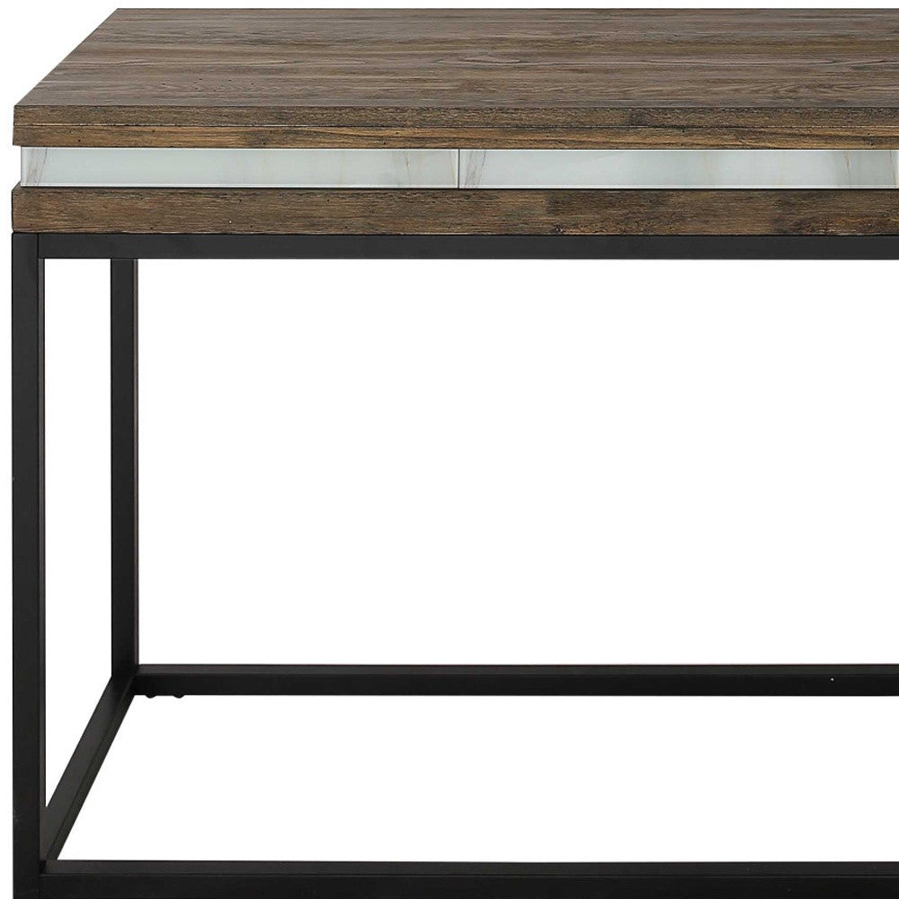 Solid Wood & Faux Marble Sled Console Table