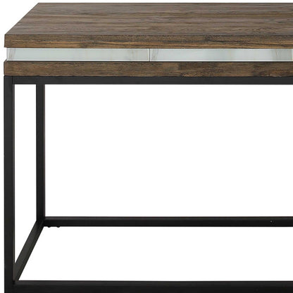 Solid Wood & Faux Marble Sled Console Table