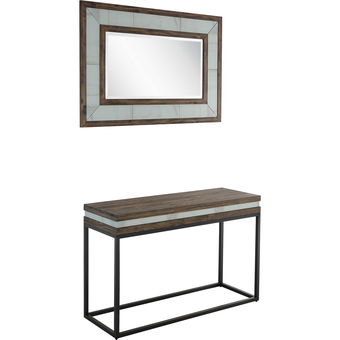Solid Wood & Faux Marble Sled Console Table