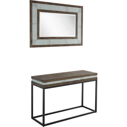 Solid Wood & Faux Marble Sled Console Table