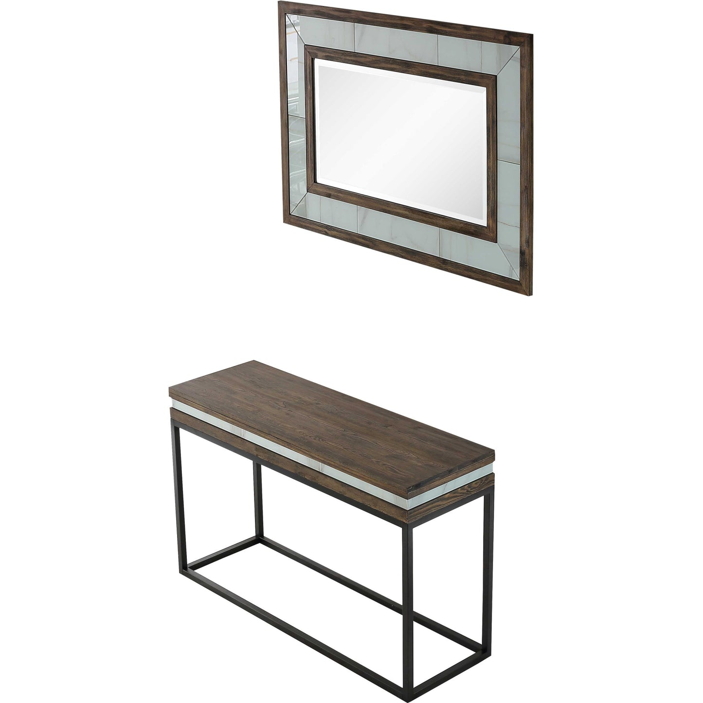 Solid Wood & Faux Marble Sled Console Table