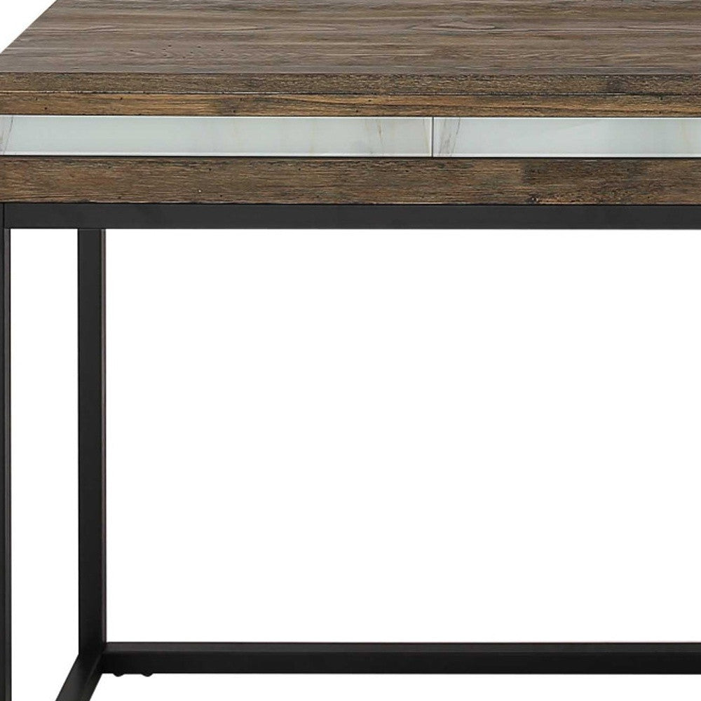 Solid Wood & Faux Marble Sled Console Table