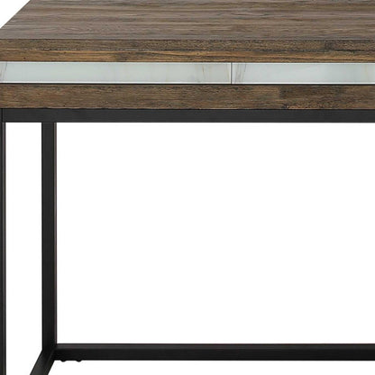 Solid Wood & Faux Marble Sled Console Table