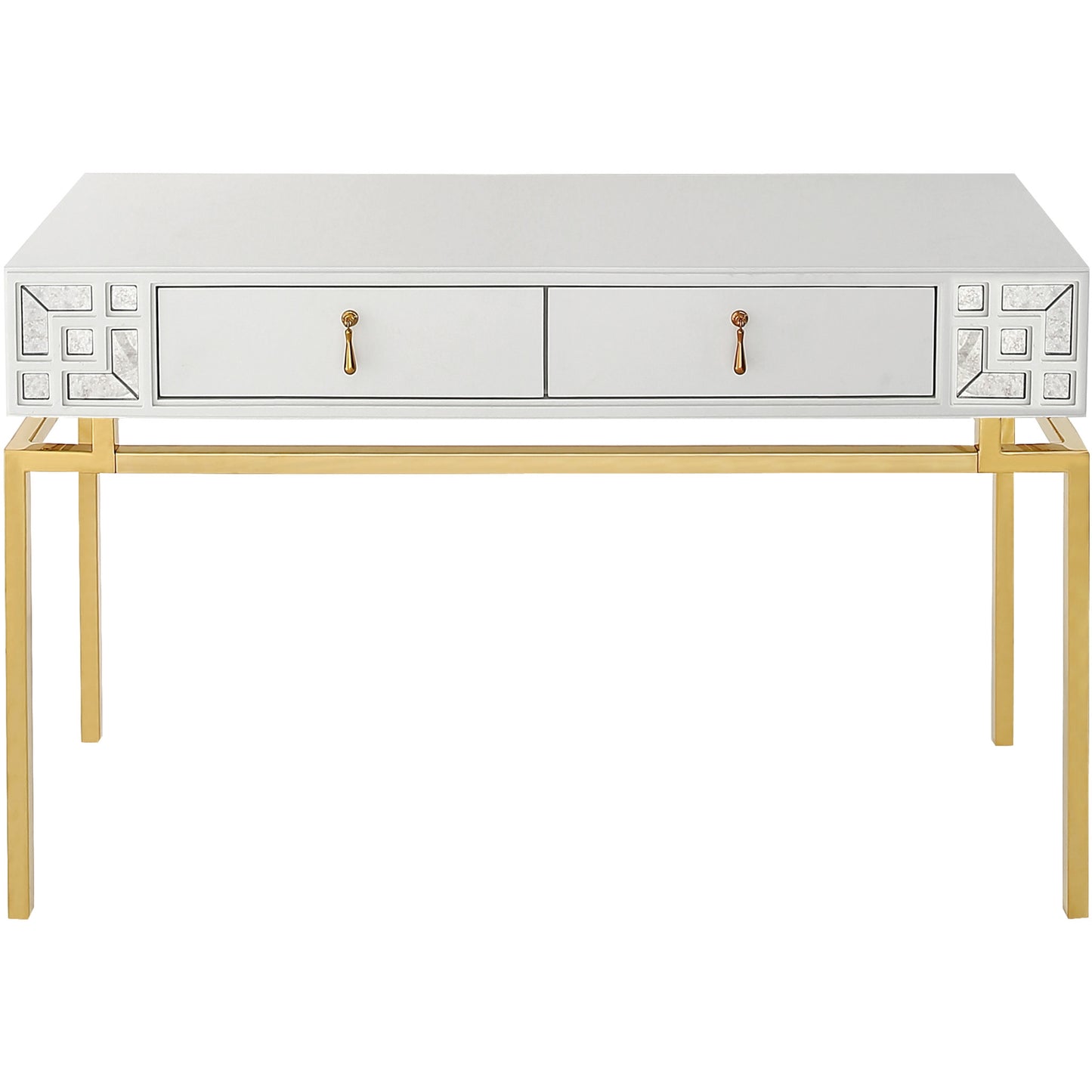 White & Gold Wood Console Table