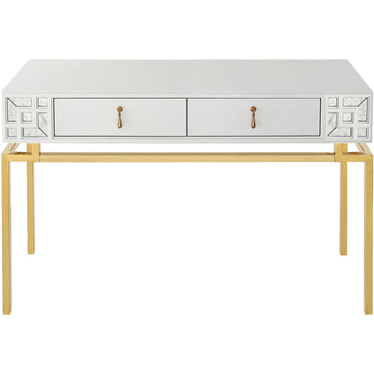 White & Gold Wood Console Table