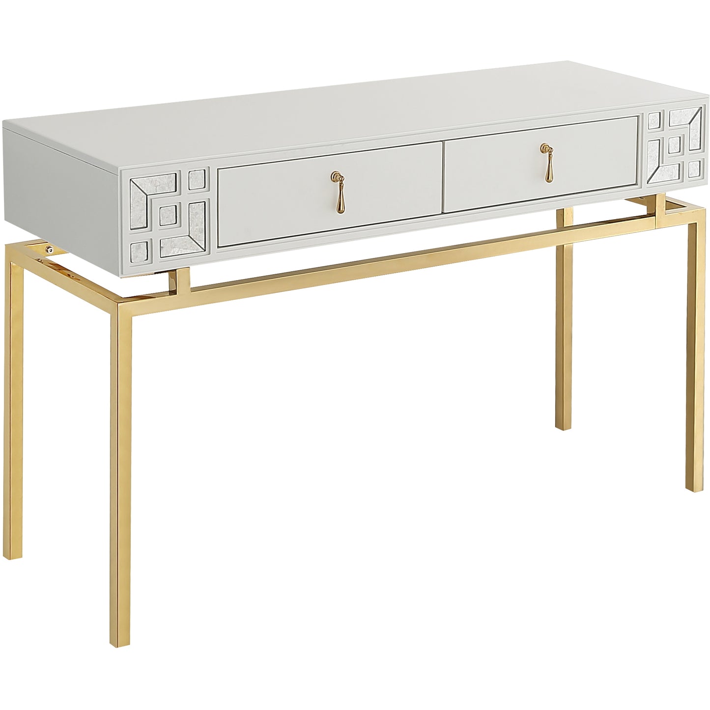White & Gold Wood Console Table