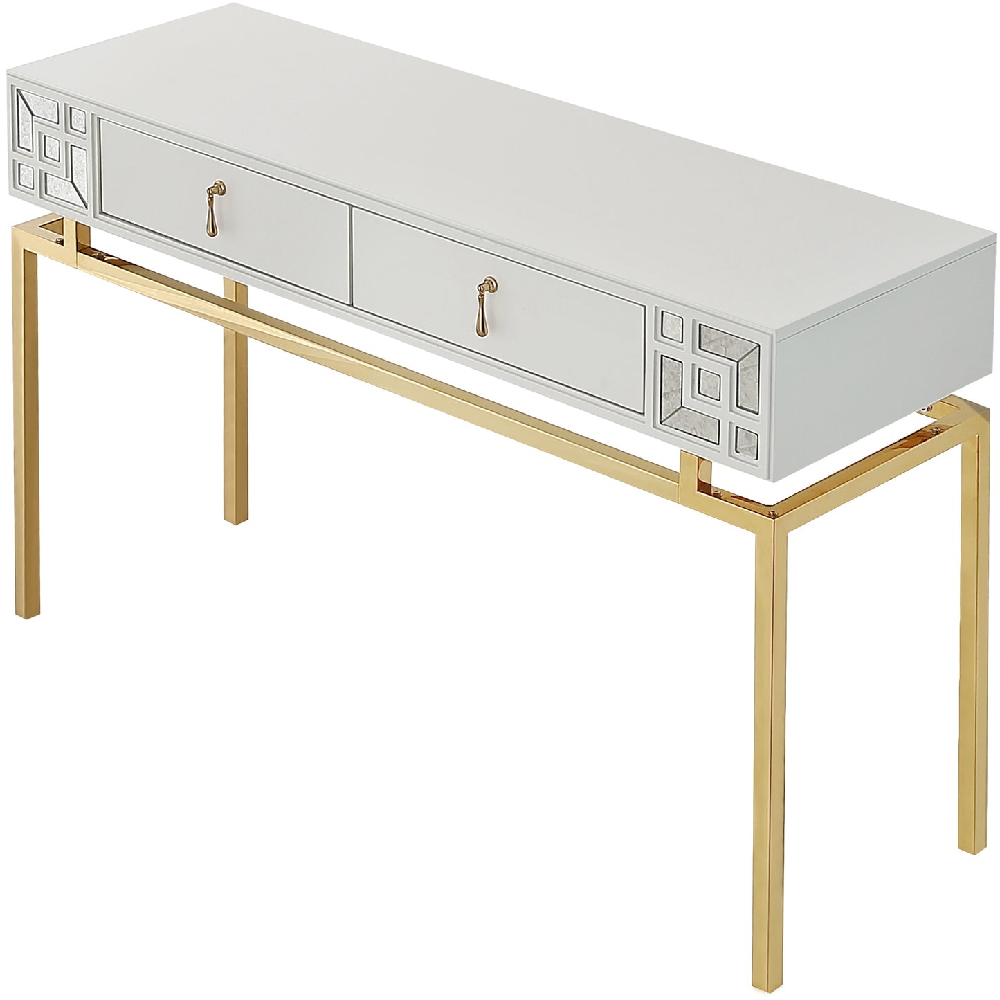 White & Gold Wood Console Table