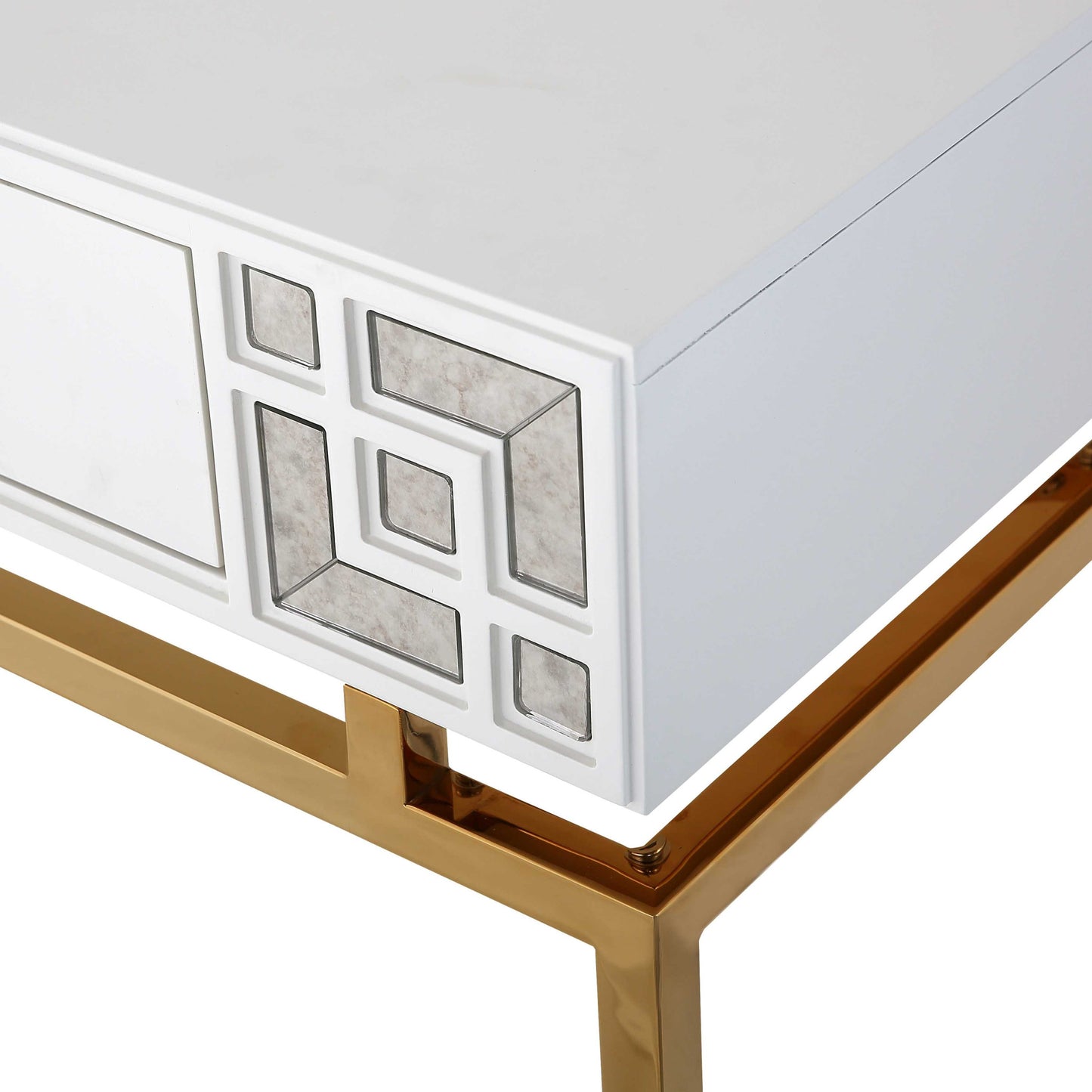 White & Gold Wood Console Table