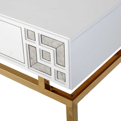 White & Gold Wood Console Table