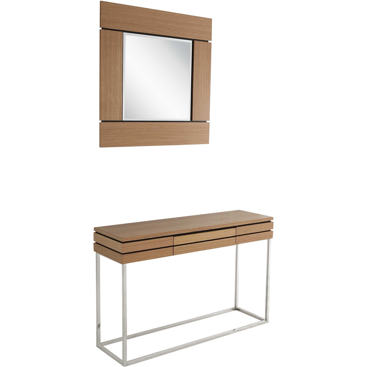 Wood Frame Console Table + Mirror