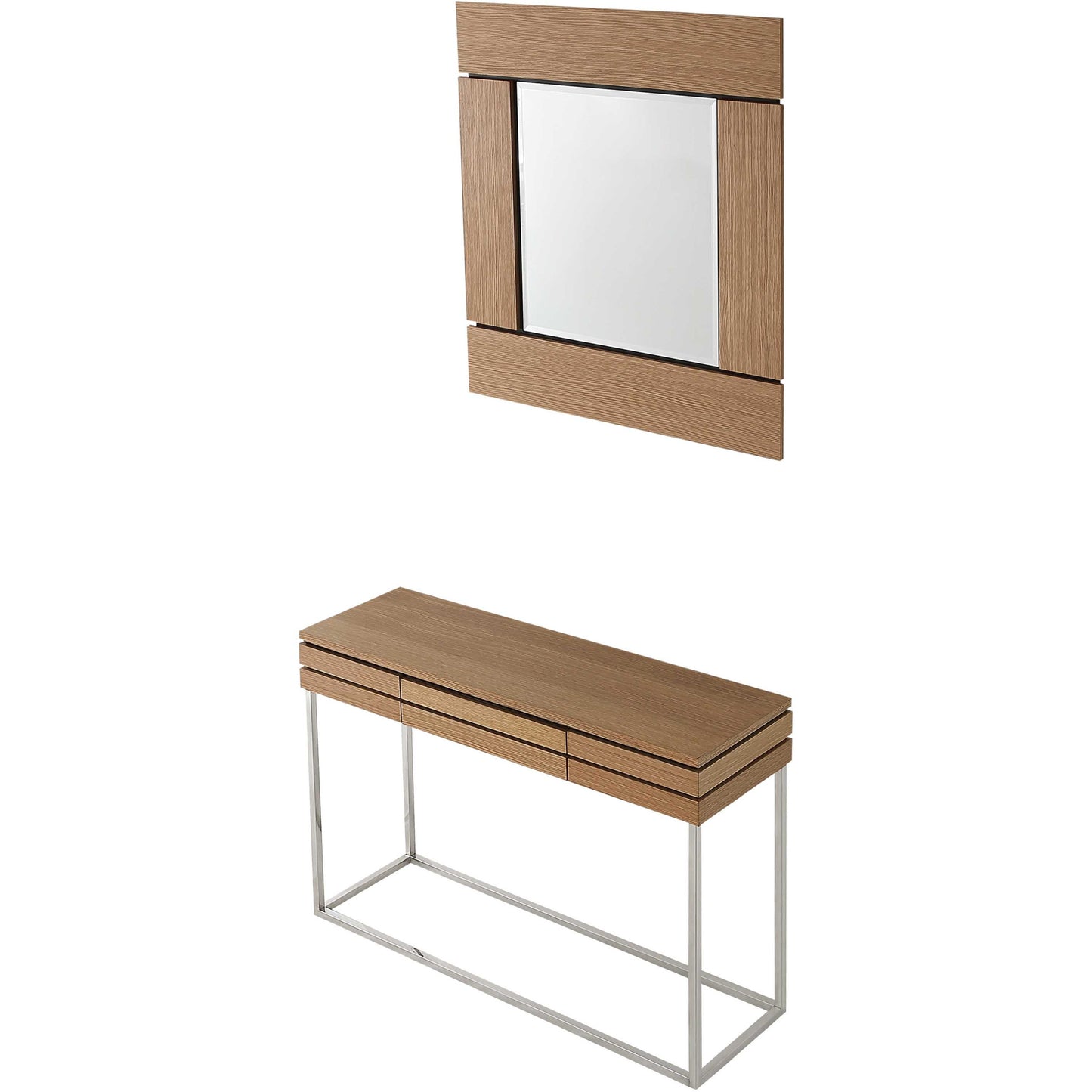 Wood Frame Console Table + Mirror