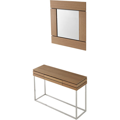 Wood Frame Console Table + Mirror