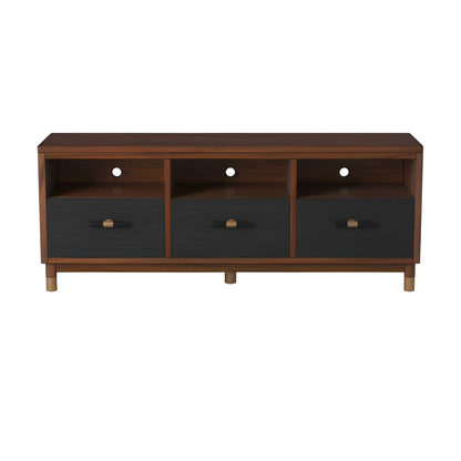 Brown & Black Solid Wood Media Console
